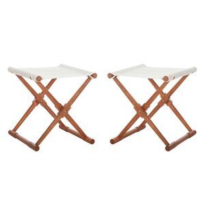 NWT Safavieh 2-Piece Breanne Stool Set Natural Beige